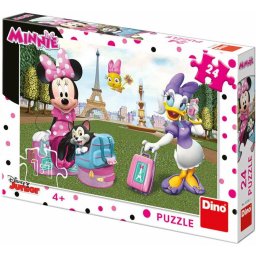Puzzle Minnie si Daisy cu 24 piese din carton rezistent pentru copii