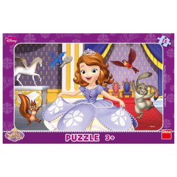 Puzzle Printesa Sofia cu 15 piese din carton rezistent pentru copii