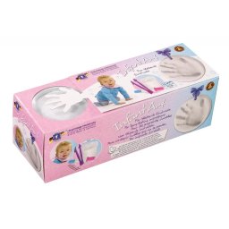 Kit amprenta bebelusi alb, pasta non-toxica si accesorii modelare