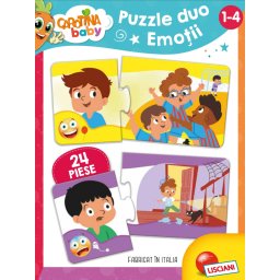 Puzzle duo cu emotii pentru copii 1-4 ani, 24 piese, în limba romana