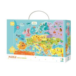 Puzzle educativ Descopera Europa, 100 piese, harta ilustrata copii 5+