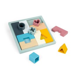Joc 2 in 1 mozaic pastel din lemn si silicon pentru copii 12 luni+