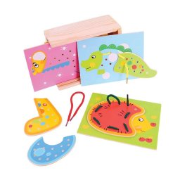 Joc de snuruit din lemn cu animalute pentru dezvoltarea motricitatii fine