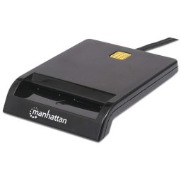 Card reader Manhattan USB-A Contact Smart Card Reader, 12 Mbps, Friction type compatible, External, Windows or Mac, Cable 105cm, Black, Three Year Warranty