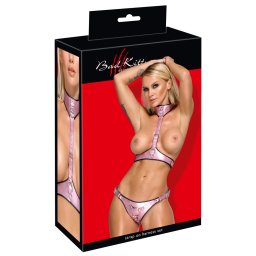 Set Strap-On Bad Kitty – Ham Piept și Jock Metallic Rose - S/M