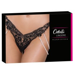 Tanga Cottelli LINGERIE cu Lanțuri din Perle - Negru , S/M