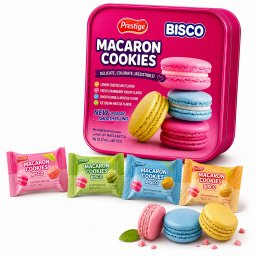 Biscuiți Macaron Cookies BISCO PRESTIGE Mix, 400 g, 80 bucăți, 4 Arome