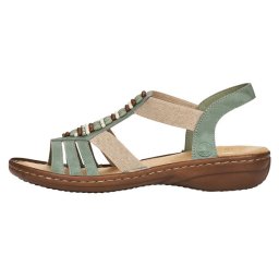 Sandale dama, Rieker, 60851-52-Verde, casual, piele ecologica, cu talpa joasa, verde (Marime: 37)
