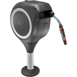 Gardena patio hose box RollUp M, 20 meters, hose reel (grey/white, incl. cleaning syringe)