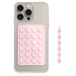 Suport Lemontti Silicon Duo cu Ventuze pentru Telefon Roz
