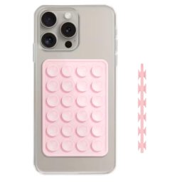 Suport silicon Lemontti Duo cu ventuze pentru telefon, culoare roz