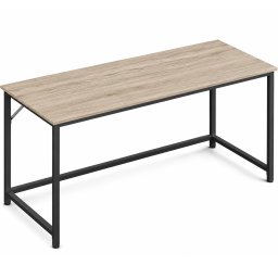 Birou calculator VASAGLE, stil industrial, cadru metalic, 135 cm, gri stejar