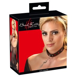 Bad Kitty Zgardă și Lesă Neagră cu Detalii Roșii, 35–48 cm
