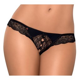 Obsessive Miamor Tanga din Dantelă cu Decupaj Intim - Negru , S/M
