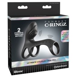 FCR Couples Cage Pro Negru Inel Vibrator pentru Cupluri cu Vibrații Duale