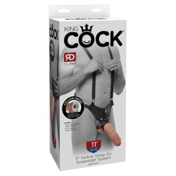 King Cock 11" Hollow Strap-On Dildo Gol la Interior cu Ham Reglabil și Bretele