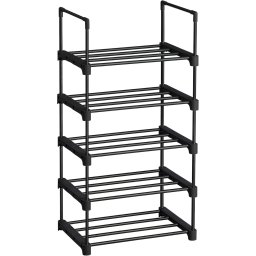 Raft pentru pantofi SONGMICS cu 5 niveluri, metalic, modular, negru, 45x30x90 cm