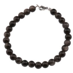 Bratara Obsidian argintiu sfere 6mm