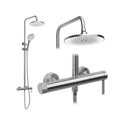 REA-P9498 - Set de duș RIVO cu baterie, din oțel periat