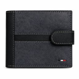 Cadou Barbati - Portofel barbati din piele naturala, bleumarine - negru