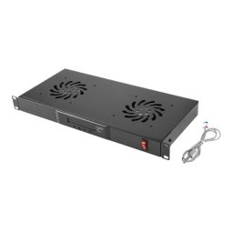 Panou ventilatie Lanberg 1U, 19", 2 ventilatoare, 230 V, Negru