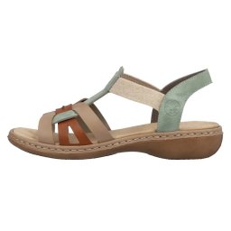 Sandale dama, verde, casual, piele ecologica, cu talpa joasa, Rieker 65918-52-Verde (Marime: 40)