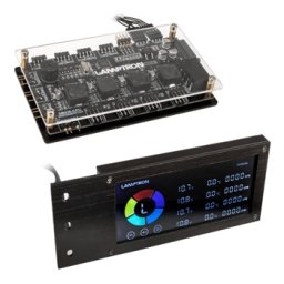 Controller Lamptron SM436 pentru ventilatoare si iluminare RGB/ARGB, LCD, telecomanda, Black, LAMP-SM436B