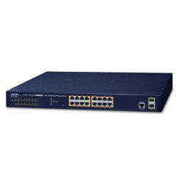 Switch PLANET GS-4210-16P2S network switch Managed L2/L4 Gigabit Ethernet (10/100/1000) Power over Ethernet (PoE) 1U Blue