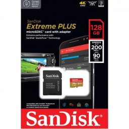 Card memorie microSDXC SanDisk by WD Extreme PLUS 128GB, UHS-I U3, V30, A2 + Adaptor SD