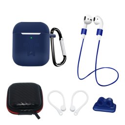 Husa Silicone Case Set for AirPods 2 / AirPods 1 + Case / Ear Hook / Neck Strap / Watch Strap Holder / Carabiner - ROZ