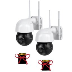 Kit de supraveghere Wi-Fi cu 2 camere Kruger&Matz + 2 carduri SD, 5MP, Microfon si difuzor, Infrarosu 20m, Vizulizare imagini de pe telefon