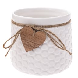 Mască de ghiveci din ceramică Heart, albă, 14 x12,5 x 11,5 cm