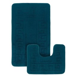 Set 2 Covorase Baie Ethnic 2595, Marimi 60 x 100 50 x 60 cm, Turcoaz, Antiderapant, Antialergic, Polipropilena