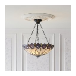 Endon 111872 - Lustru suspendat pe lanț Tiffany HUTCHINSON, 3 x E27 (max. 60 W), 230 V, diam. 50 cm