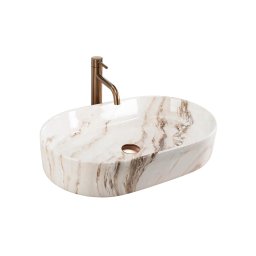 REA-U9239 - Lavoar pentru montare pe blat NADIA 38,5x61 cm ceramică/bej/imitație de piatră