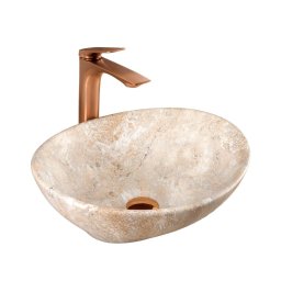 REA-U6361 - Lavoar pentru blat SOFIA 34,5x41 cm ceramică/bej/imitație de piatră