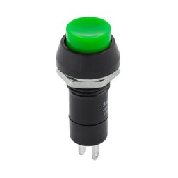 Intrerupator push-button PBS 11A verde, rotund, 1A/230V pentru panou