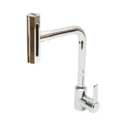 Baterie bucatarie cu pipa rotativa 360°, tip cascada, 4 functii, crom