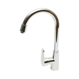 Baterie bucatarie monocomanda cu pipa înalta rotativa U, inox cromat