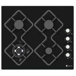 Plita Plita gaz incorporabila NEW CRY SP60 Venezia, Gratare fonta, 4 arzatoare gaz, Wok , Aprindere electrica, Sticla neagra