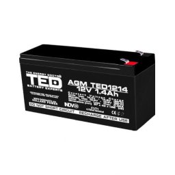 Acumulator AGM VRLA 12V 1,4A dimensiuni 97mm x 47mm x h 50mm F1 TED Battery Expert Holland TED002716 (20)