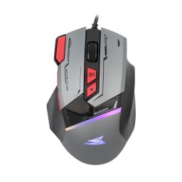 Mouse Gaming cu fir BGM-047 Manta, 12.800 DPI, 1.000Hz, 100IPS, 20G, Chipset INSTANT 825, Switch-uri HUANO, Butoane Programabile, RGB LED, Cablu 1,5m PVC, 81g, Gri