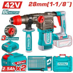 TOTAL - CIOCAN ROTOPERCUTOR - 28MM - 42V (INCLUDE 2 ACUMULATORI, 1 INCARCATOR)