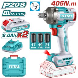 TOTAL - MASINA DE INSURUBAT CU IMPACT CU ACUMULATOR - 20V - 2.0AH - LI-ION (INCLUDE 2 ACUMULATORI,1