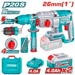 TOTAL - CIOCAN ROTOPERCUTOR - 2.5J - LI-ION - 20V - MOTOR FARA PERII (INCLUDE 2 ACUMULATORI, INCARCA