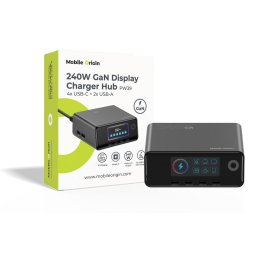 Incarcator de retea Mobile Origin 240W GaN Display Charger Hub PW39 - 4x USB-C + 2x USB-A