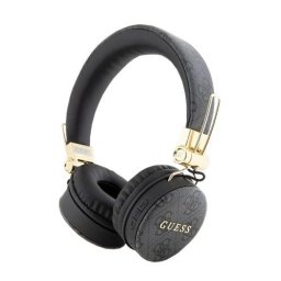 Handsfree Bluetooth Guess Bluetooth Headset 4G Metal Logo PU Leather, Rezistent la apă IPX4, Autonomie 32 ore – Negru