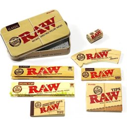 Raw Set Starter Foite Filtre Sfoara in Cutie metalica depozitare