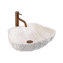REA-U0642 - Lavoar pentru blat ISLA 37x49 cm alb/bej/imitație de piatră