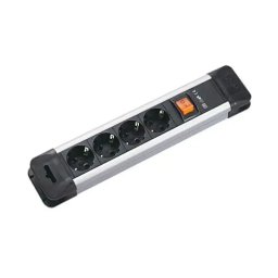 Prelungitor BACHMANN Connect Us 330.100, 4 prize Schuko, 2m, H05VV-F 3G1.5mm, intrerupator, negru